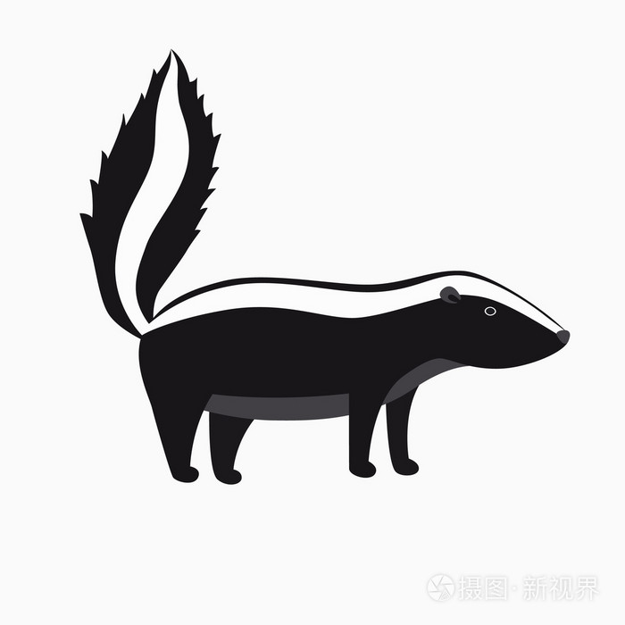 臭鼬.平面卡通矢量图