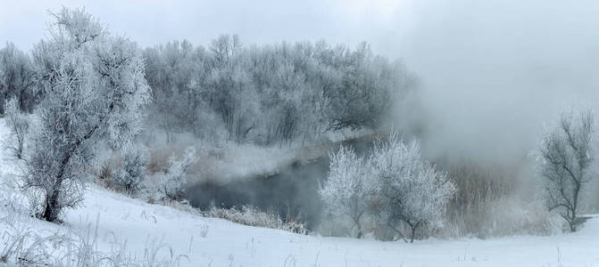 冬季雾在河里