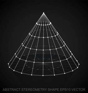 抽象的几何形状 白色速写锥。手绘 3d 多边形锥。10，Eps 矢量
