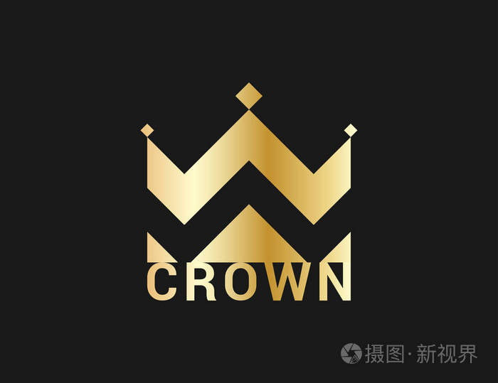 皇冠图标.黑色背景金冠