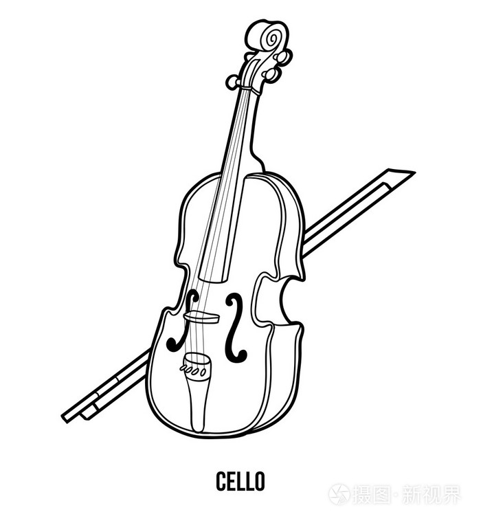 儿童着色书:乐器(大提琴)插画-正版商用图片0fxi02-摄