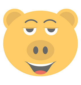 微笑猪脸 emoji 表情平面矢量图标设计