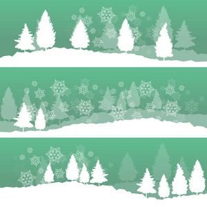 冬天风景与树和雪向量抽象