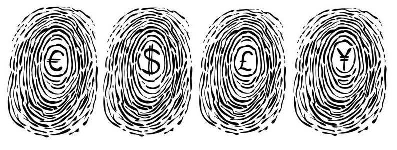 指纹图谱与货币符号图片