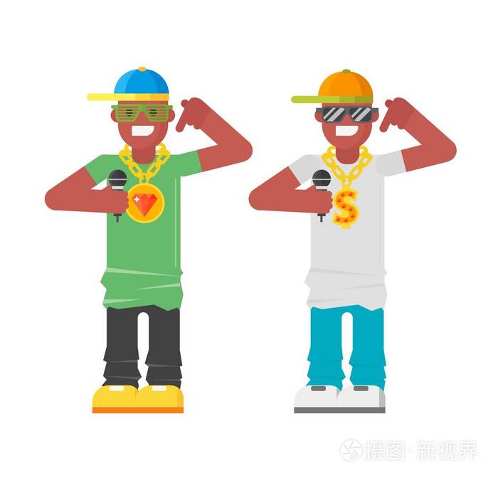 说唱歌手音乐家矢量字符