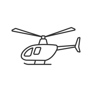 直升机线性图标。细线插图。轮廓符号。矢量隔离轮廓图
