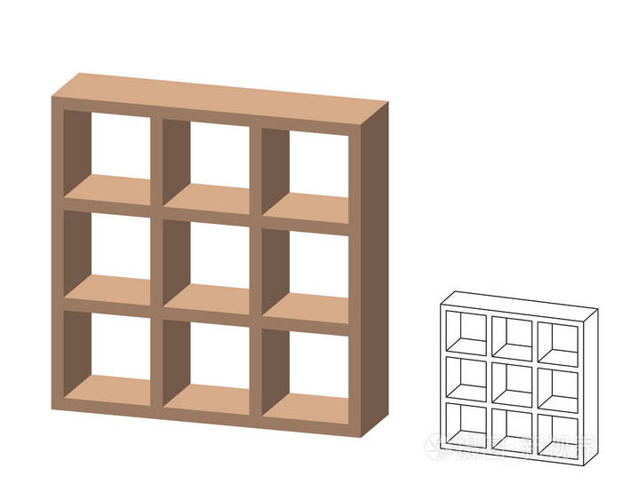 空书柜.在白色背景下被隔离.3d 矢量伊路斯特拉