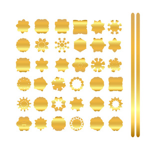 金色曼陀罗集。在背景上孤立的金色图案