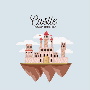 城堡公主和童话与城堡在天空的海报