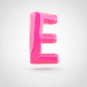粉红色字母 E 大写, 在白色背景下被隔离的软光