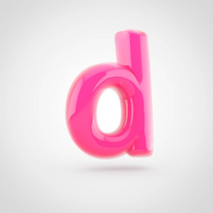 粉红色字母 D 小写填充在白色背景上的软光隔离