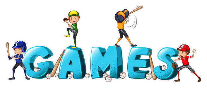 字体设计与人打棒球的文字游戏图片
