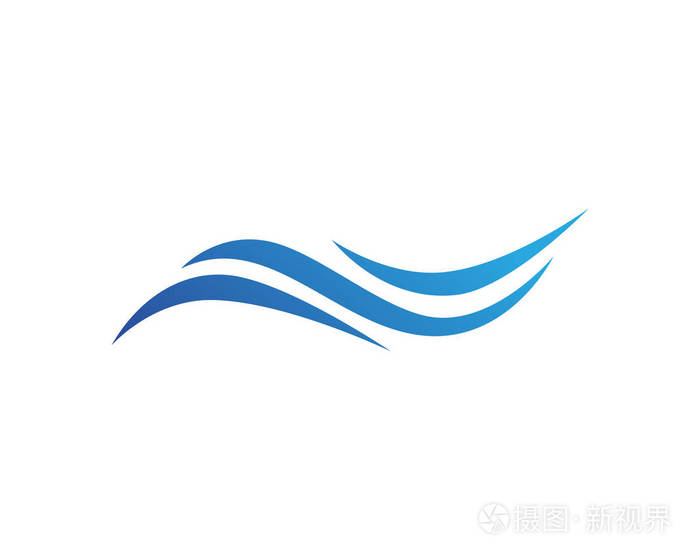 水波浪符号和图标标识模板矢量