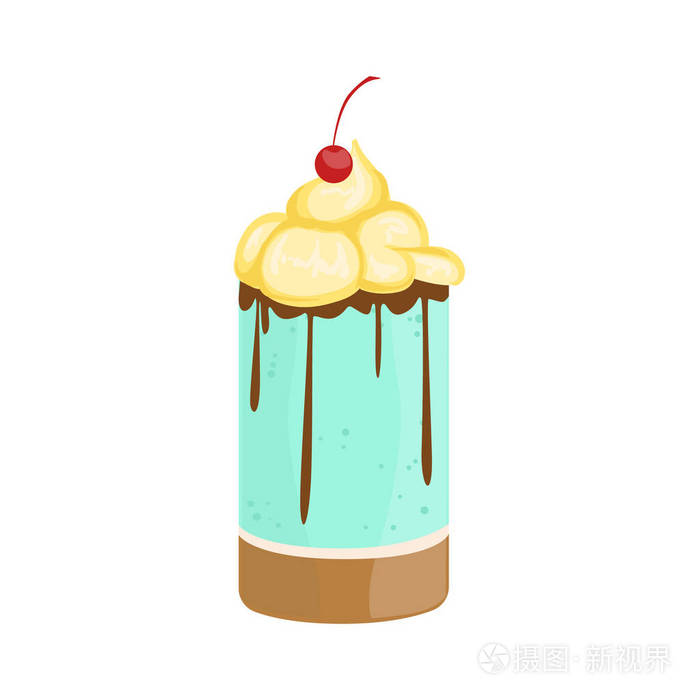 个人蛋糕奶油和樱桃装饰大特殊场合党甜点为婚礼或生日庆祝活动插画