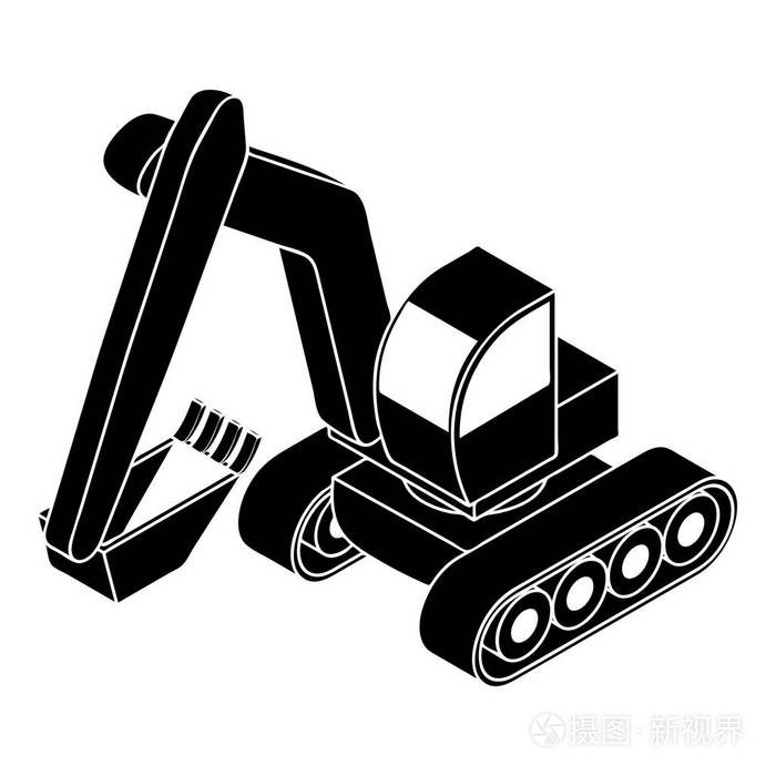 挖掘机图标,简单的样式