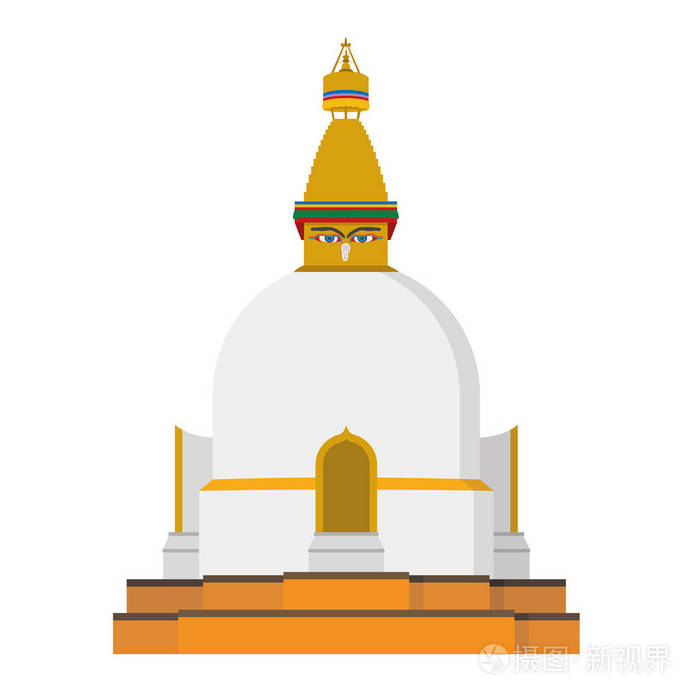 可爱的卡通矢量插画的佛教佛塔