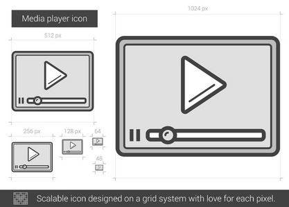 媒体播放器线图标
