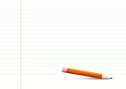 空笔记本的横格的纸 A4 大小与铅笔矢量图