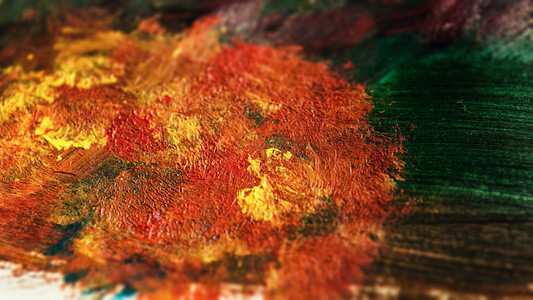 从泥土的色调和秋天的颜色压克力画细节