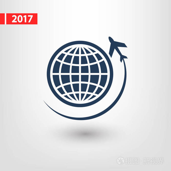 全球飞机图标,矢量图.平面设计风格