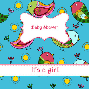 婴儿洗澡和鸟的女孩
