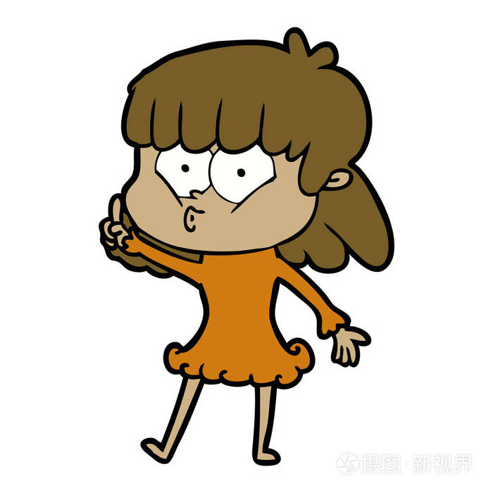 卡通吹口哨女孩的矢量插图