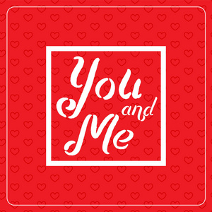 快乐情人节贺卡。排版海报上的红色背景与可爱的心。浪漫矢量字体