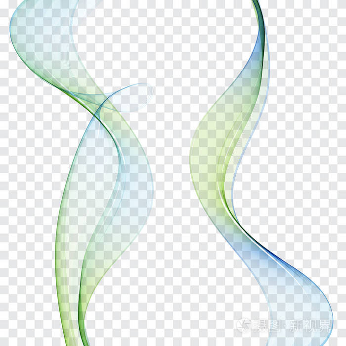 插画 明亮的绿色蓝色速度抽象线条流动简约清新旋风季节春波转型分压