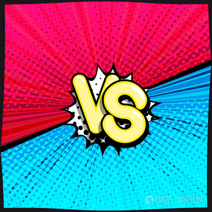 vs-漫画复古字体与阴影 半色调图案的复古海报背景