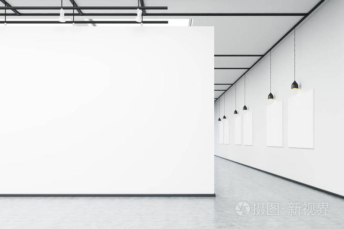 与大的白墙和图片艺术画廊