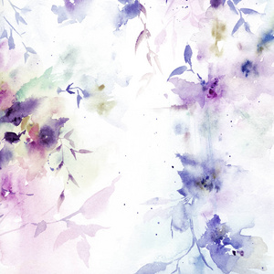 抽象美丽的水彩花为明信片。卡片装饰花插图