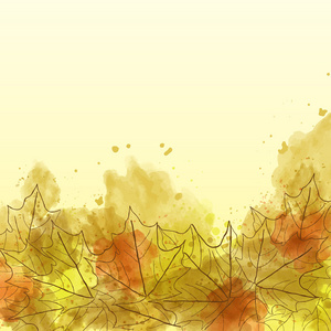 用树叶秋天水彩背景