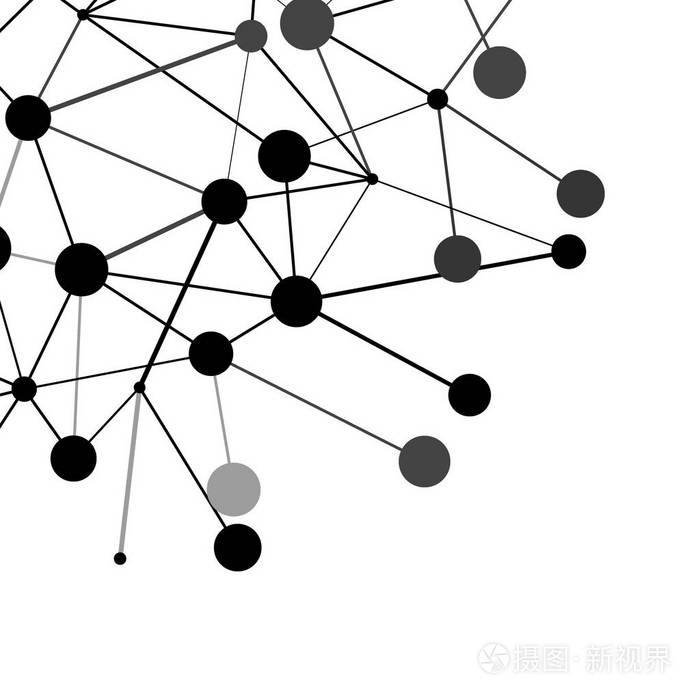 科学数字图形分子线框图.矢量插图