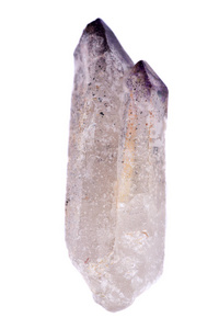 独角兽紫水晶双石英点, 在白色背景下分离