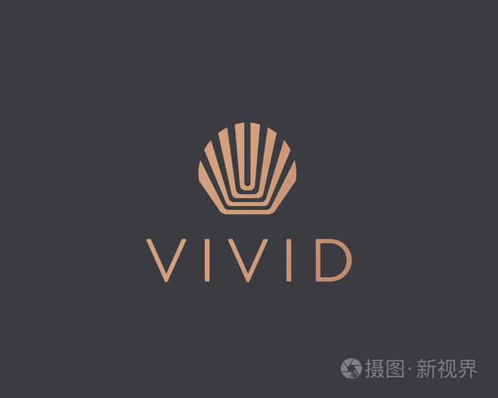 抽象贝壳花太阳标志设计.高级皇冠王矢量标识