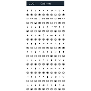 一套 200 咖啡馆图标
