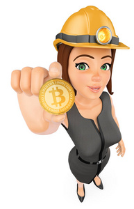 3d. 企业女性 cryptocurrency 比特币
