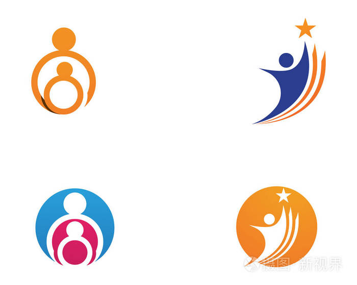 通过与社区护理 logo 模板矢量图标