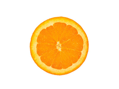 新鲜的橙片，白色背景上