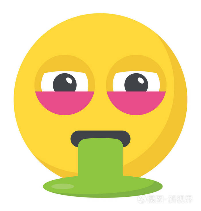 笑脸呕吐, 扁平图标恶心表情的设计