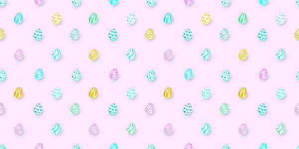 复活节无缝图案与五颜六色的鸡蛋。矢量插图。图案设计贺卡, 纺织