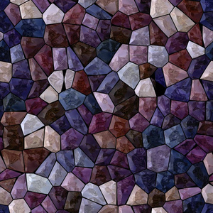 地面大理石马赛克图案无缝背景与黑色灌浆深紫色, 紫罗兰色, 粉红色和蓝色