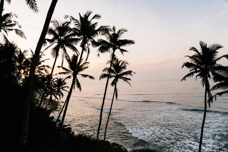 美丽的日落在斯里兰卡海滩