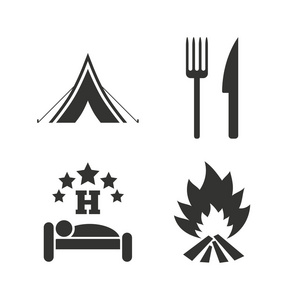 食物 睡眠 野营帐篷和火