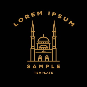 清真寺现代风格线性徽标