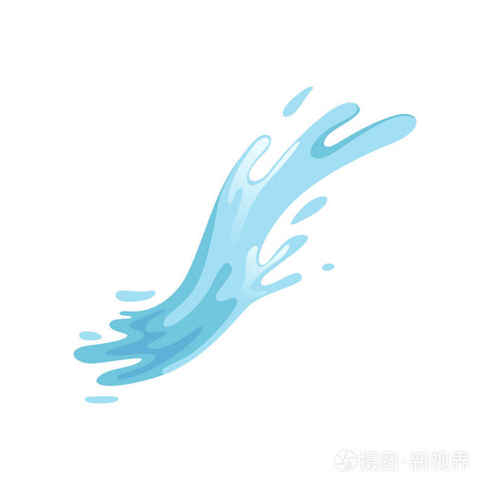 蓝色飞溅波浪, 抽象水符号矢量插图在白色背景上插画