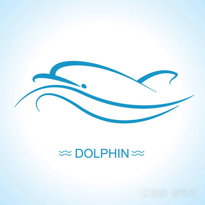 海豚的标志.矢量平面插画设计