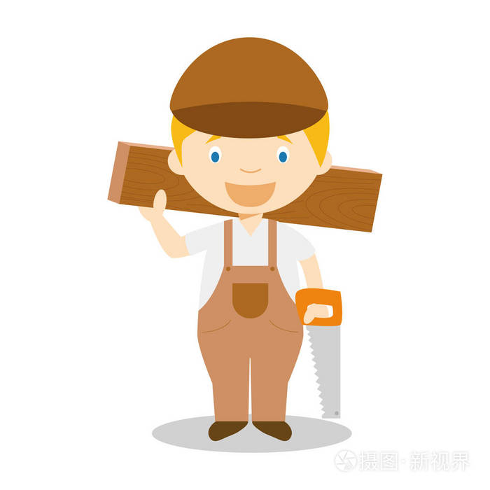可爱的卡通矢量插画的木匠