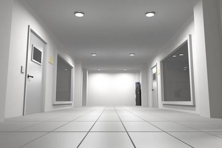 空荡的走廊室内场景的 3d 渲染