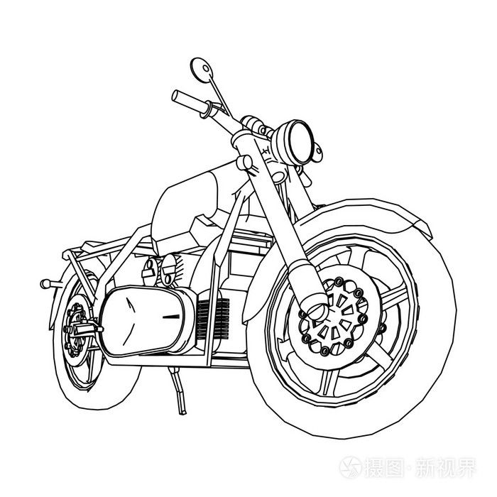公路自行车.摩托车在轮廓线.一辆摩托车的剪影.摩托车
